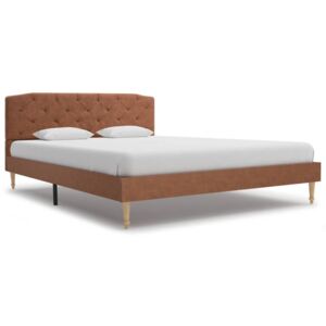 Rama łóżka, brązowa, tapicerowana tkaniną, 140 x 200 cm