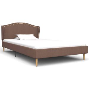Rama łóżka, brązowa, tapicerowana tkaniną, 90 x 200 cm