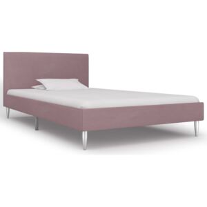 Rama łóżka, różowa, tapicerowana tkaniną, 90 x 200 cm