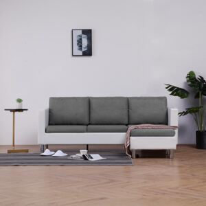 3-osobowa sofa z poduszkami, biała, sztuczna skóra