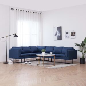 Sofa narożna, niebieska, materiałowa