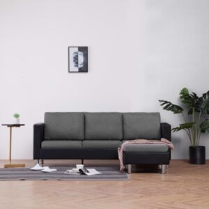3-osobowa sofa z poduszkami, czarna, sztuczna skóra