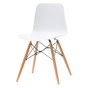 SELSEY Krzesło Caloman białe z tworzywa i drewna