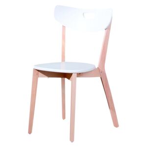 SELSEY Krzesło Batino białe z wyprofilowanym oparciem