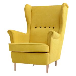 SELSEY Fotel Malmo żółty uszak w nowoczesnym stylu