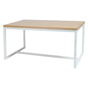 SELSEY Stół Pazmer 150x90 cm z litego drewna z białą podstawą z poziomym wzmocnieniem