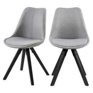 SELSEY Zestaw dwóch krzeseł tapicerowanych Djum szaro - czarne