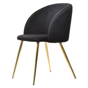 SELSEY Krzesło tapicerowane Gary czarno - złote tapicerowane z podłokietnikami