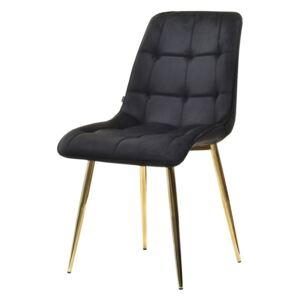 SELSEY Krzesło tapicerowane Briare czarno - złote