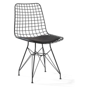 Metalowe krzesło Dark z tapicerowanym siedziskiem - czarne