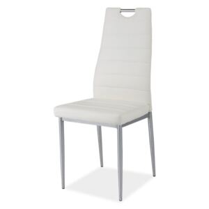 SELSEY Krzesło tapicerowane Lastad białe z uchwytem na chromowanej podstawie