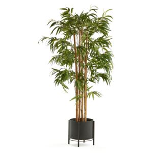 Sztuczne drzewko bambusowe, 1500 mm, czarna stalowa donica na stojaku