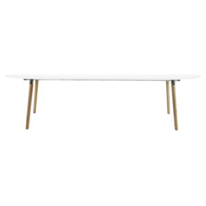 SELSEY Stół rozkładany Vuka 170-270x100 cm biały z drewnianą podstawą