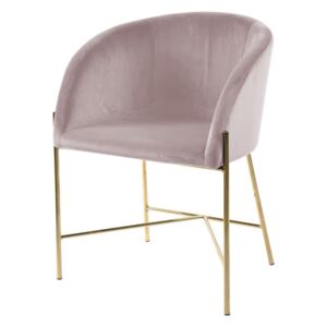SELSEY Krzesło tapicerowane Ribioc różowy welur na złotych nogach