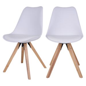 SELSEY Zestaw dwóch krzeseł Umbreta białe na drewnianej podstawie