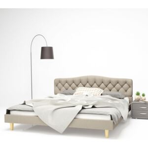 Łóżko z materacem z pianki memory, 180 x 200 cm, beżowe