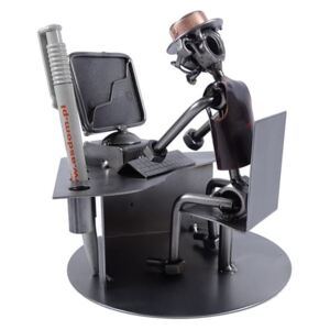Praktyczna metalowa figurka Komputer. Dekoracja do biura