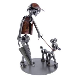 Metalowa figurka Człowiek z psem. Dla wielbiciela psów