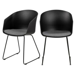 SELSEY Zestaw dwóch krzeseł Tamarillo czarne na stalowych płozach