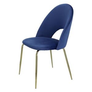 SELSEY Krzesło tapicerowane Tlodio niebiesko - złote