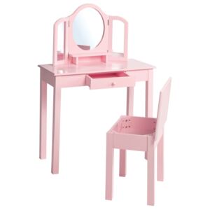 Roba Toaletka dla dzieci ze stołkiem, różowa, 68x32x106 cm, drewniana