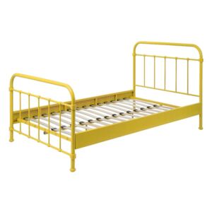 Żółte metalowe łóżko dziecięce Vipack New York, 120x200 cm