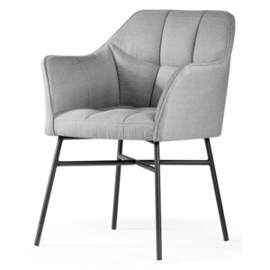 Krzesło tapicerowane fotelowe na metalowych nogach Lucio szare