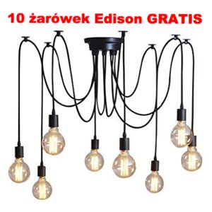 The Spider - 10 ramion + 10 żarówek Edison LED