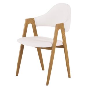 SELSEY Krzesło tapicerowane Sherris białe - dąb miodowy