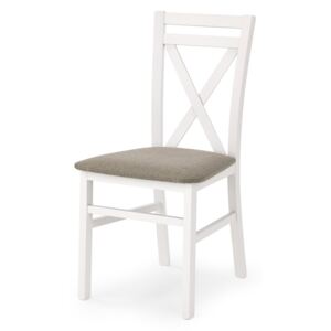 SELSEY Krzesło Milares białe z beżowym tapicerowaniem