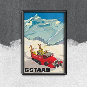 Plakat w stylu retro Plakat w stylu retro Gstaad Szwajcaria