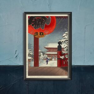 Plakat vintage do salonu Plakat vintage do salonu Zimowy dzień w świątyni Asakusa