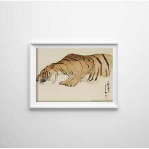 Plakat w stylu vintage Plakat w stylu vintage Szkic tygrysa autorstwa Yoshidy Hiroshi