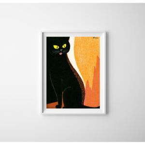Plakat vintage do salonu Plakat vintage do salonu Czarny kot autorstwa Tomoo Inagaki