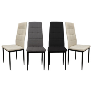 4 krzesła tapicerowane materiałowe k1 beż krata nogi czarne