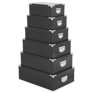 Komplet pudełek do przechowywania, czarne, 6 elementów