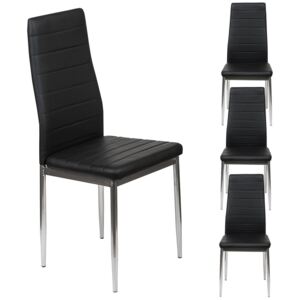 4 krzesła tapicerowane k1 czarne pasy nogi srebrne