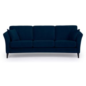 Ciemnoniebieska aksamitna sofa Scandic Eden, 237 cm