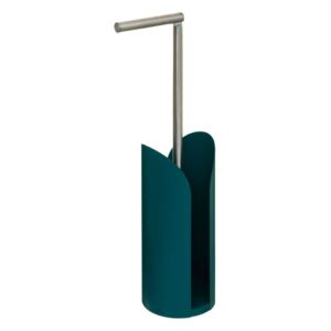 Zielony stojak na papier toaletowy z metalowym drążkiem, wieszak łazienkowy o nowoczesnym designie