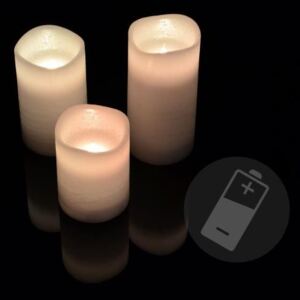 Dekoracyjny zestaw LED - 3 woskowe świeczki - biały