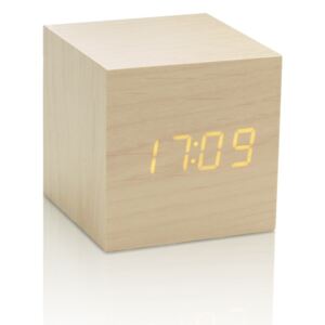 Jasnobrązowy budzik z żółtym wyświetlaczem LED Gingko Cube Click Clock