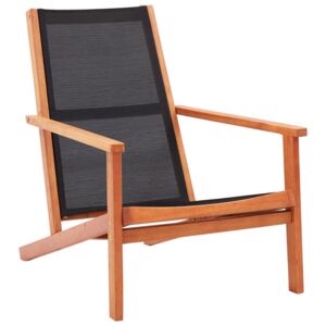 Krzesło ogrodowe, czarne, lite drewno eukaliptusowe i textilene