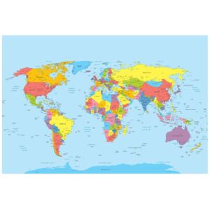 Fototapeta, Mapa świata, 1 element, 200x135 cm
