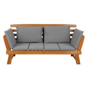 Sofa ogrodowa drewniana jasna z regulowanymi podłokietnikami PORTICI