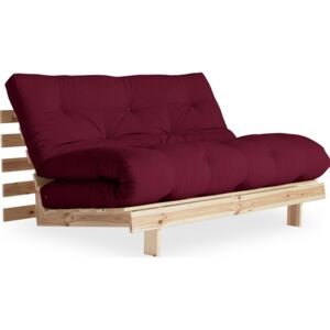 Nowoczesna kanapa z materacem futon 140 cm, bordowa