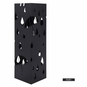 Stojak na parasole Rain metalowy czarny na planie kwadratu