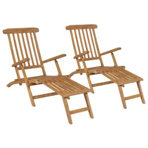 Krzesła ogrodowe z podnóżkami, 2 szt., lite drewno tekowe