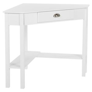 Biurko narożne 80 x 70 cm 1 szuflada 2 półki białe minimalistyczne do biura