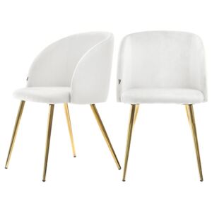 SELSEY Zestaw dwóch krzeseł Gary biało - złote tapicerowane z podłokietnikami