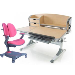 Zestaw dziecięcy regulowane biurko i krzesło I-Study brązowy